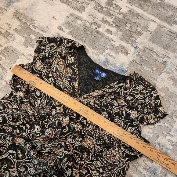 Venezia 100% silk midi dress. Black brown. Size 14/16. Y2K vintage. - Picture 13 of 14